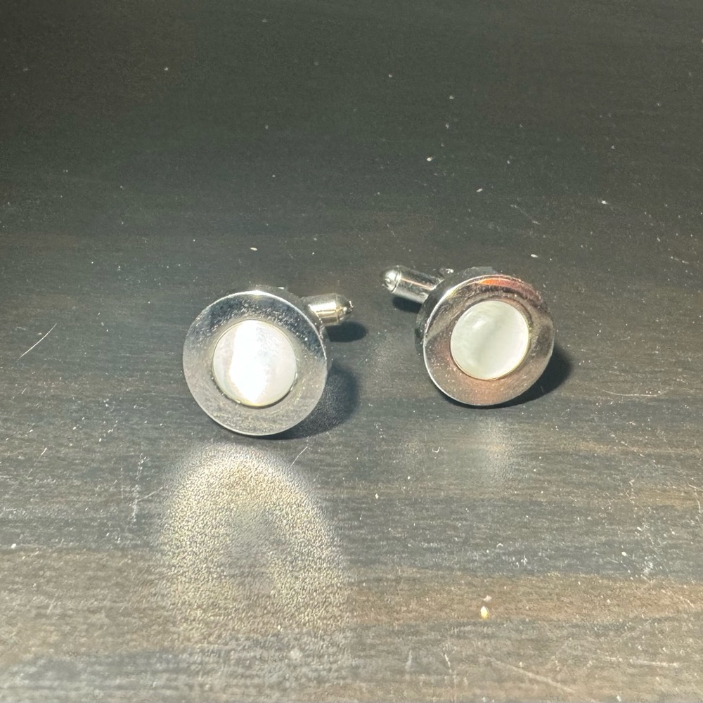 Silver Toned Round Cufflinks